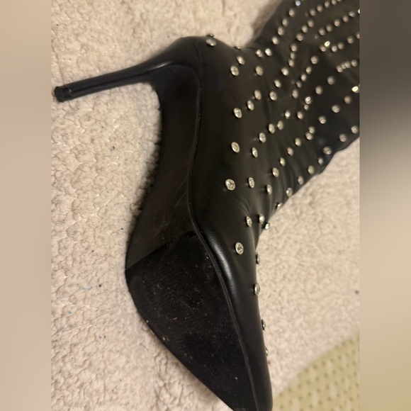 Fashion Nova Black Studded Over-the-Knee Boots - Picture 4 of 7